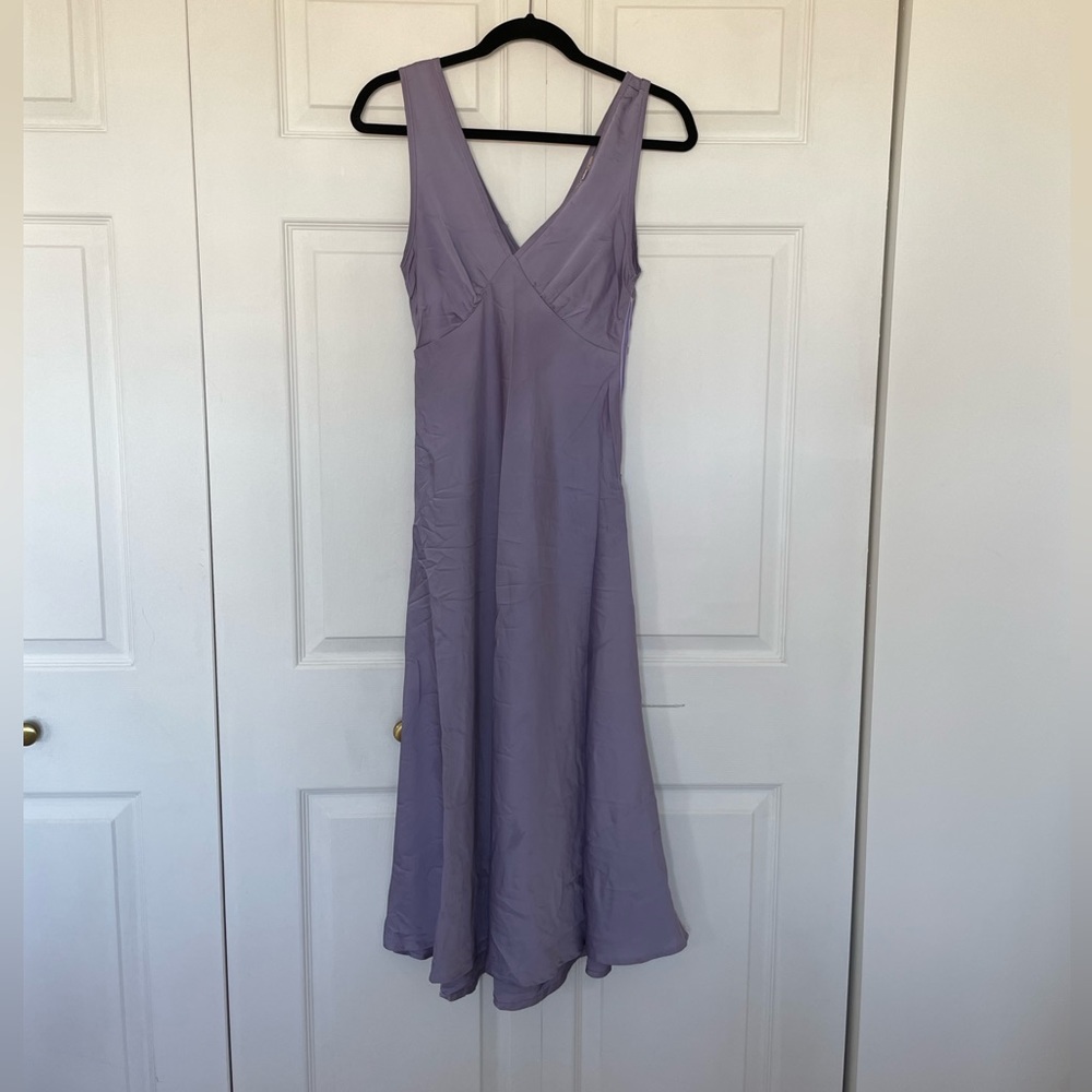 Lilac Verge Girl Wine at Sunset Bias Cut Midi Dress
